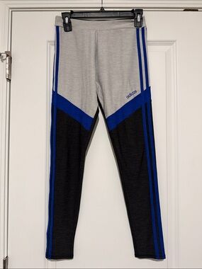 adidas Kids Grey, Blue & Black Athletic Leggings